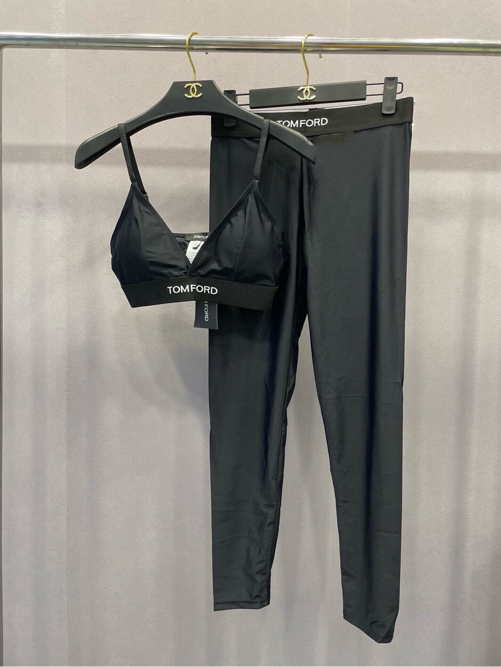Tom Ford Black Bralette and Legging Set
